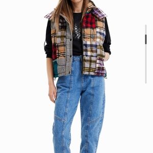 Desigual Colorful Plaid Patchwork Vest